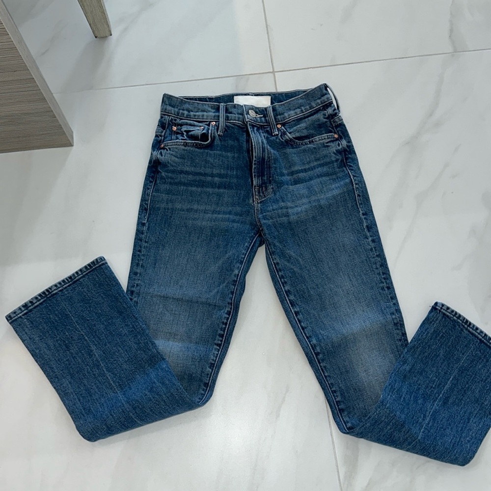 MOTHER Dark Blue Cropped Ankle Jeans
